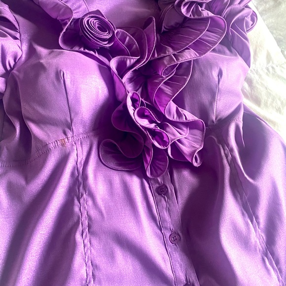 Purple Floral Embroidered Blouse, Womens S L - Picture 4 of 5